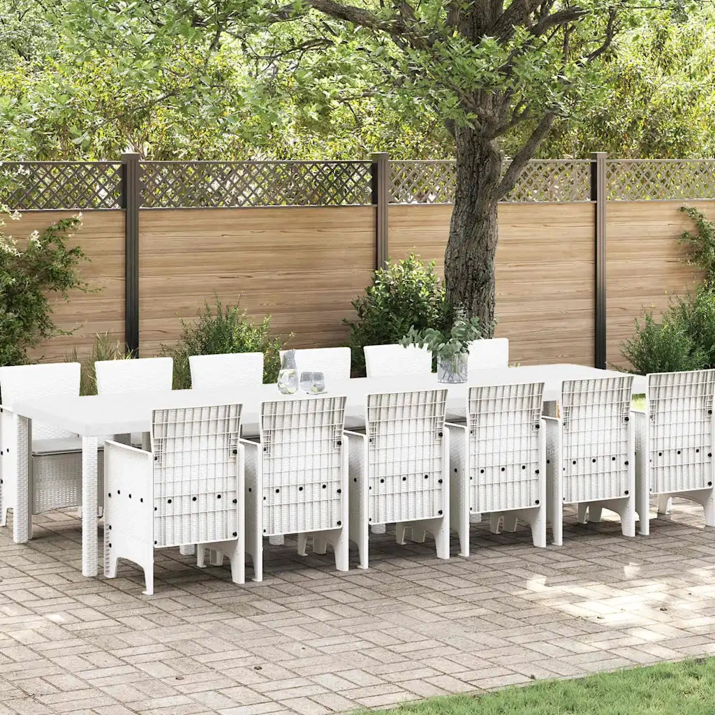 Set da Pranzo per Giardino 13 pcs Bianco Rattan Polt