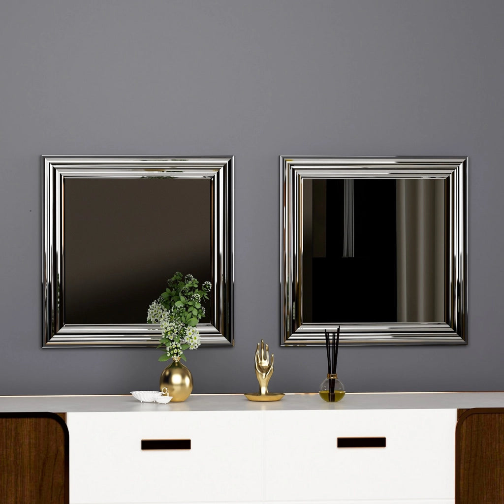 Ortovero, Specchio Modulabile, 40x40h cm Argento