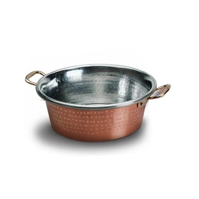 LAR Risottiera in Rame Stagnato Chef 2 Manici Fondo Martellato Stagnatura Termica a Fuoco 30 cm