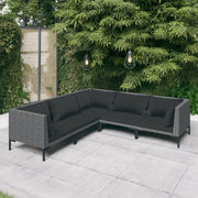 Divani da Giardino 5 pz con Cuscini in Polyrattan Grigio Scuro 3099840