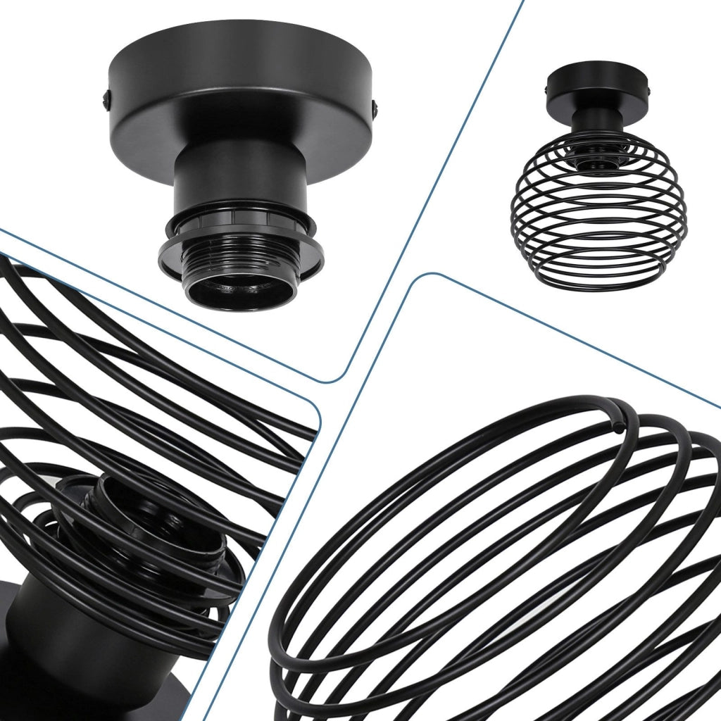 ZMH Lampada da soffitto plafoniera retrò nera E27 max 40W per corridoi scale