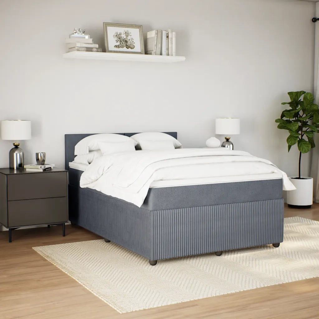 Giroletto a Molle con Materasso Grigio Scuro 160x200 cm Velluto 3290077