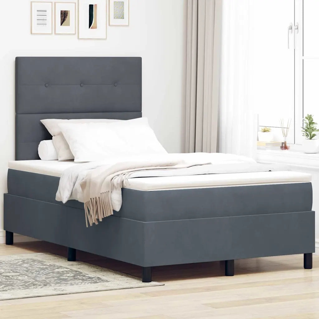 Letto a Sorgente LED Grigio scuro 120 x 200 cm Tessuto