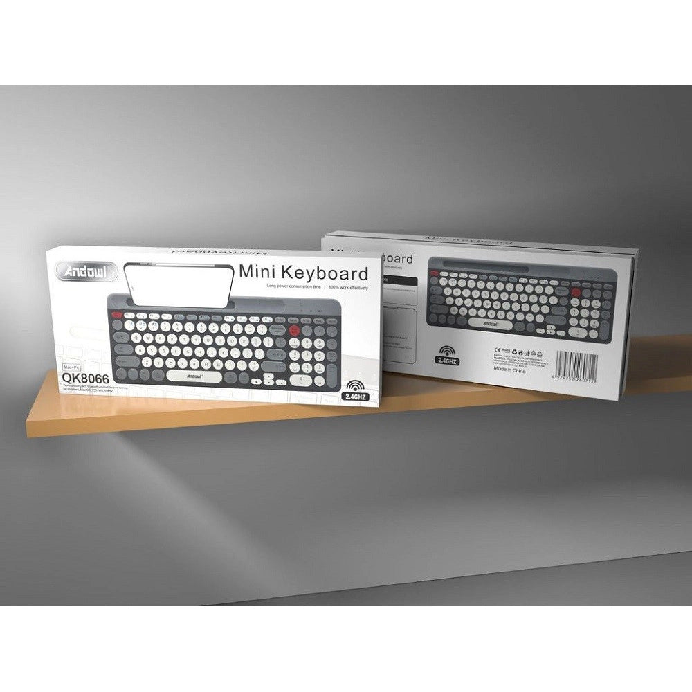 Trade Shop - Tastiera Wireless Bluetooth Dual Modes Layout Compatto Ultra Silenzioso Qk8066 -