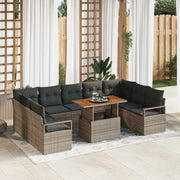 Set Divano da Giardino 10 pcs Grigio Poly Rattan 3358491