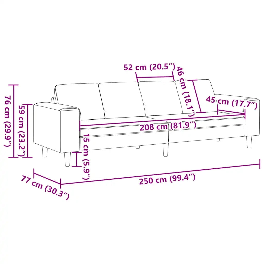 Divano per Soggiorno Rosso Vino 250 x 77 x 76 cm 3335095