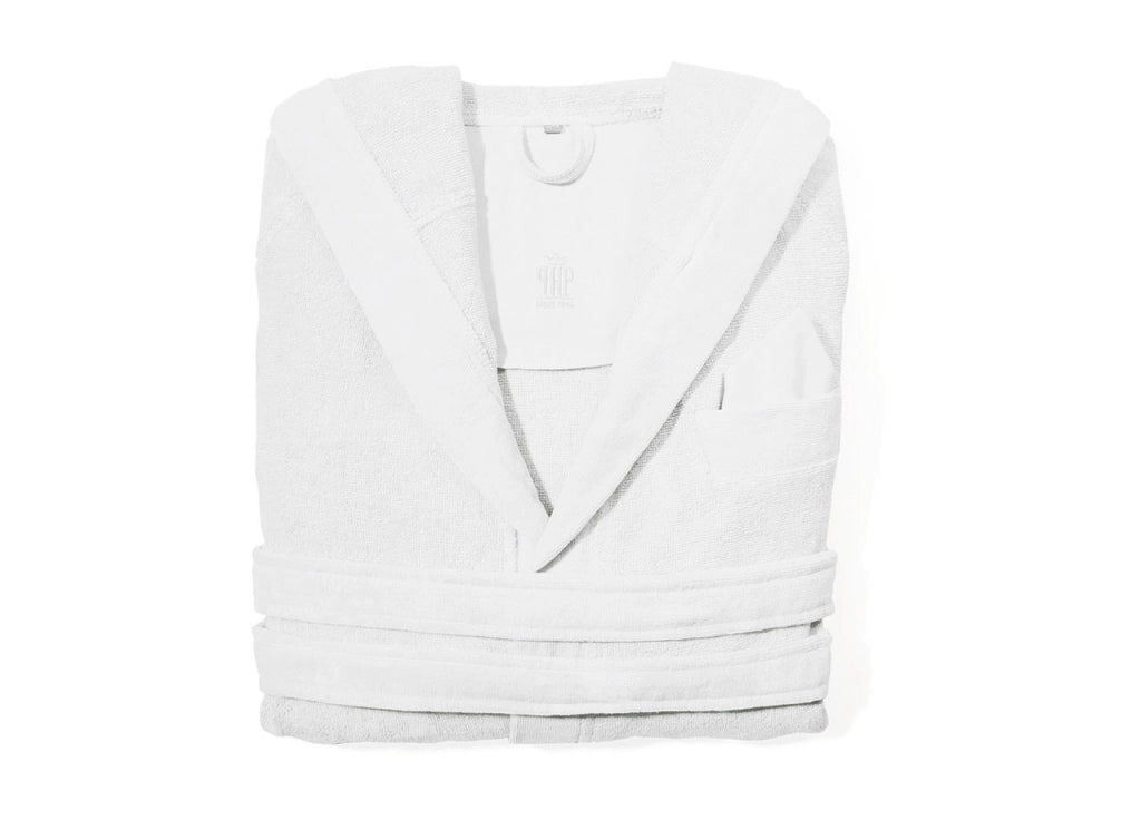 Accappatoio Con Cappuccio E Tasche In Spugna Mod. Joy Tinta Unita Bianco - M-L - Bianco