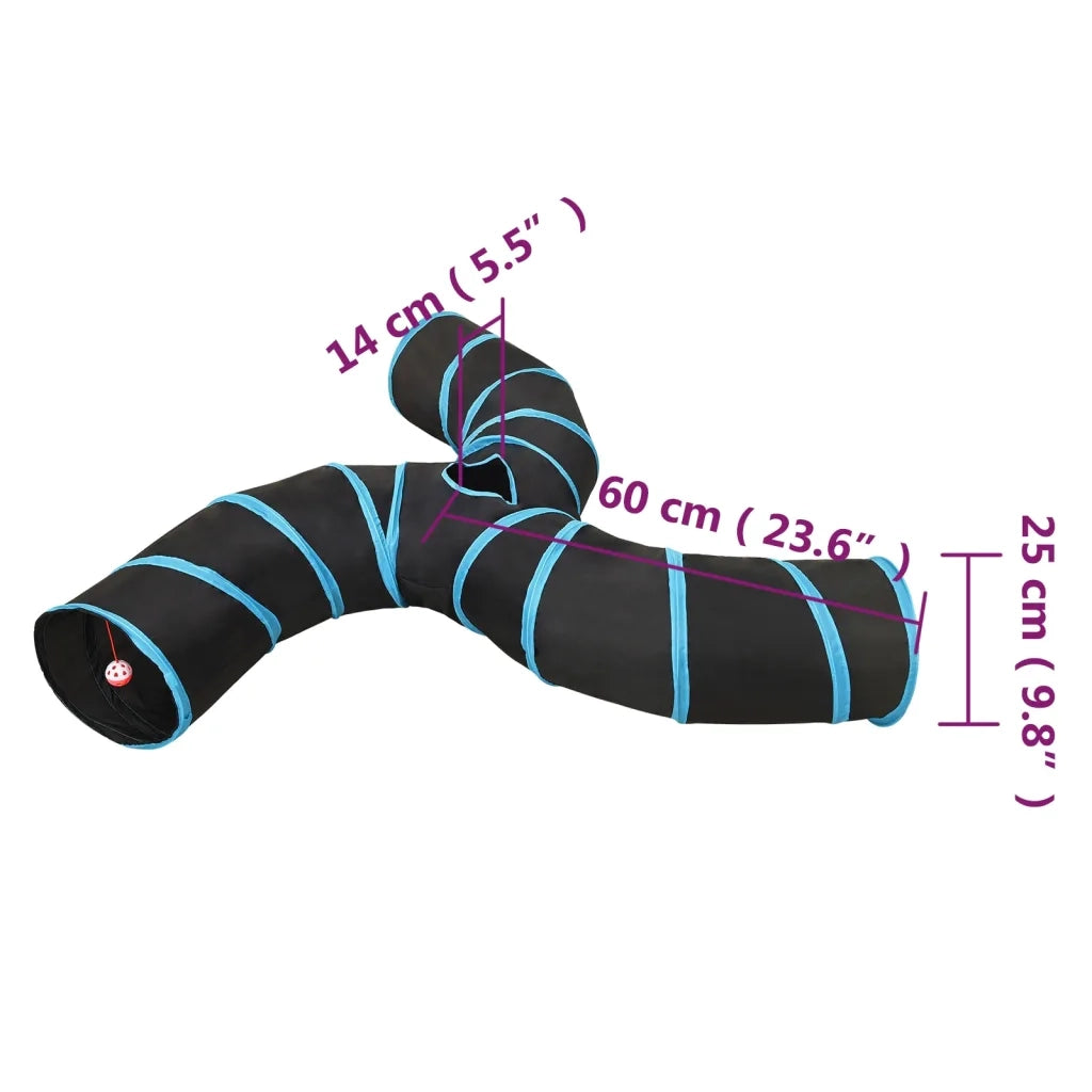 Tunnel per Gatti a 3 Vie Nero e Blu 25 cm in Poliestere CFW5378851