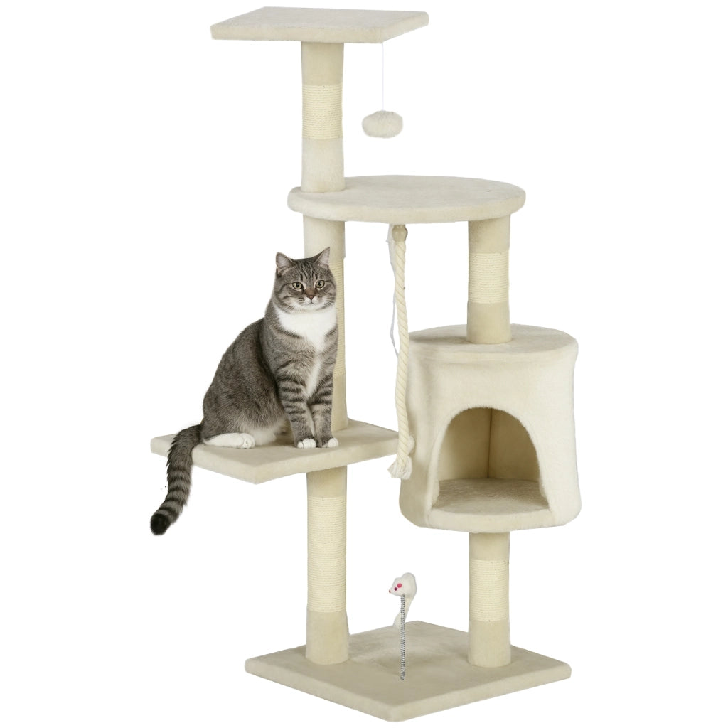 Albero per Gatti con Piattaforme e Giocattoli ¨C Minimal ¨C 116 cm Beige