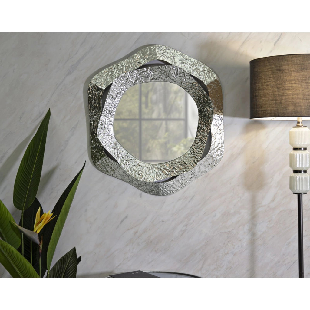Specchio con Cornice VKH509, Argento, Metallo, 66x6x75 cm