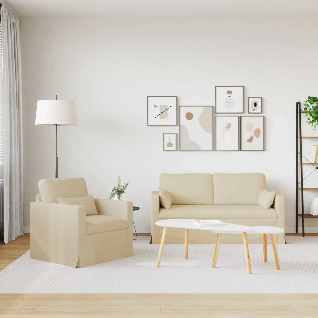 Set di divani 2 pcs Crema 158 x 78 x 80 cm Tessuto 3407542