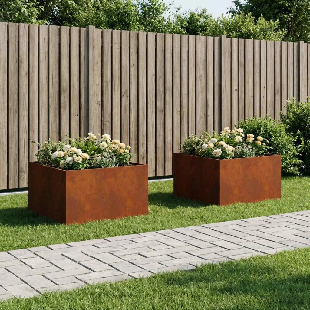 Vaso da giardino 2 pz Ruggine 60 x 60 x 40 cm Acciaio Corten 8005105