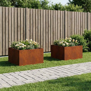 Vaso da giardino 2 pz Ruggine 60 x 60 x 40 cm Acciaio Corten 8005105