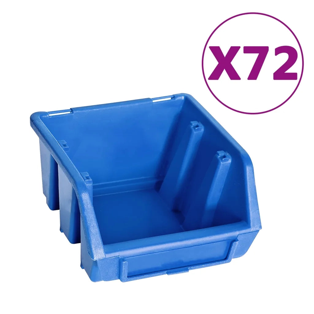 Kit Contenitori 128 pz con Pannelli a Parete Blu e Nero 150808