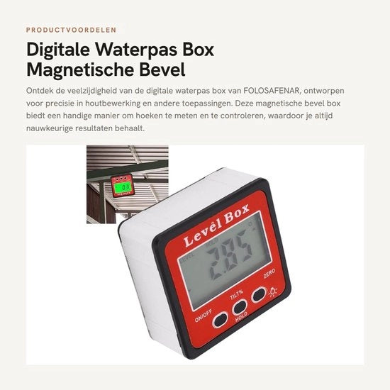 Dispositivo di misura digitale - Magnetico - Multifunzionale - Inclinometro - Precisione di misura - Adatto per lavori di carpenteria