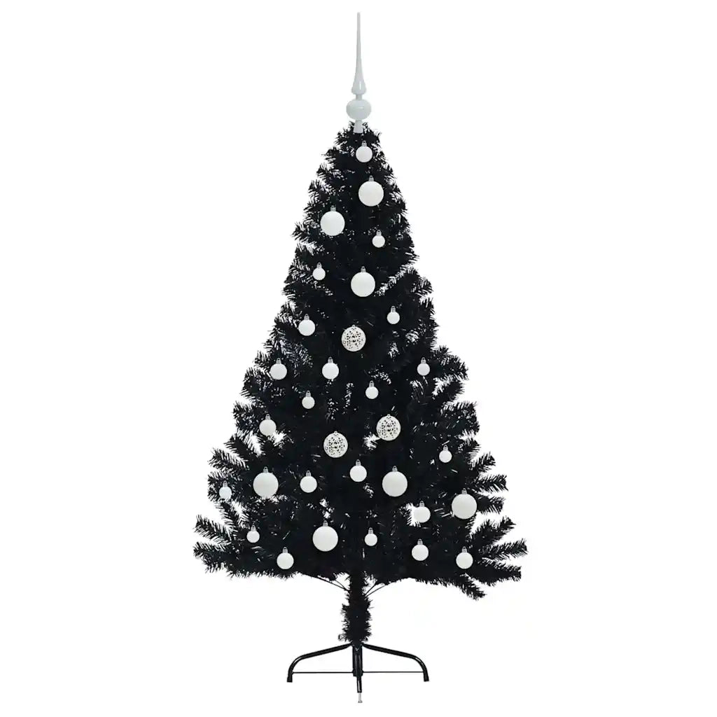 Albero di Natale artificiale con luci integrate Nero 120 cm PVC 3397118