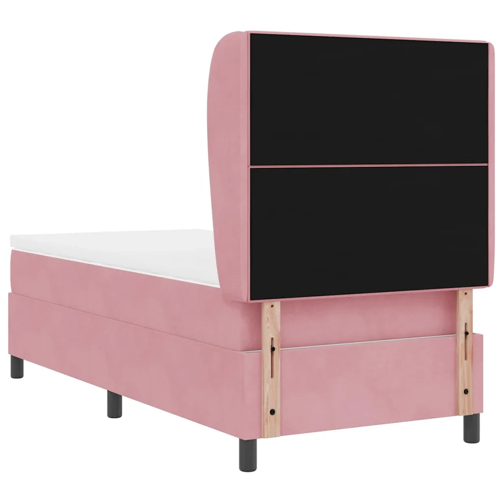 Letto a molle con materasso Rosa 190 x 90 cm Velluto 3340909