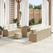 Set Divano da Giardino con cuscino 10 pcs Beige polyrattan