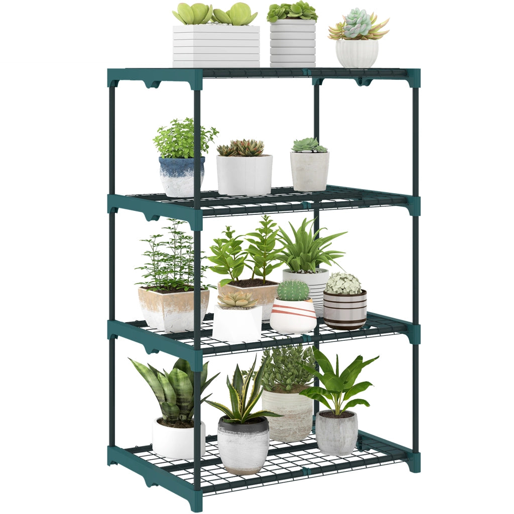 Portapiante a 4 Livelli ¨C Minimal ¨C Verde, Acciaio, Plastica, 67x49x105 cm