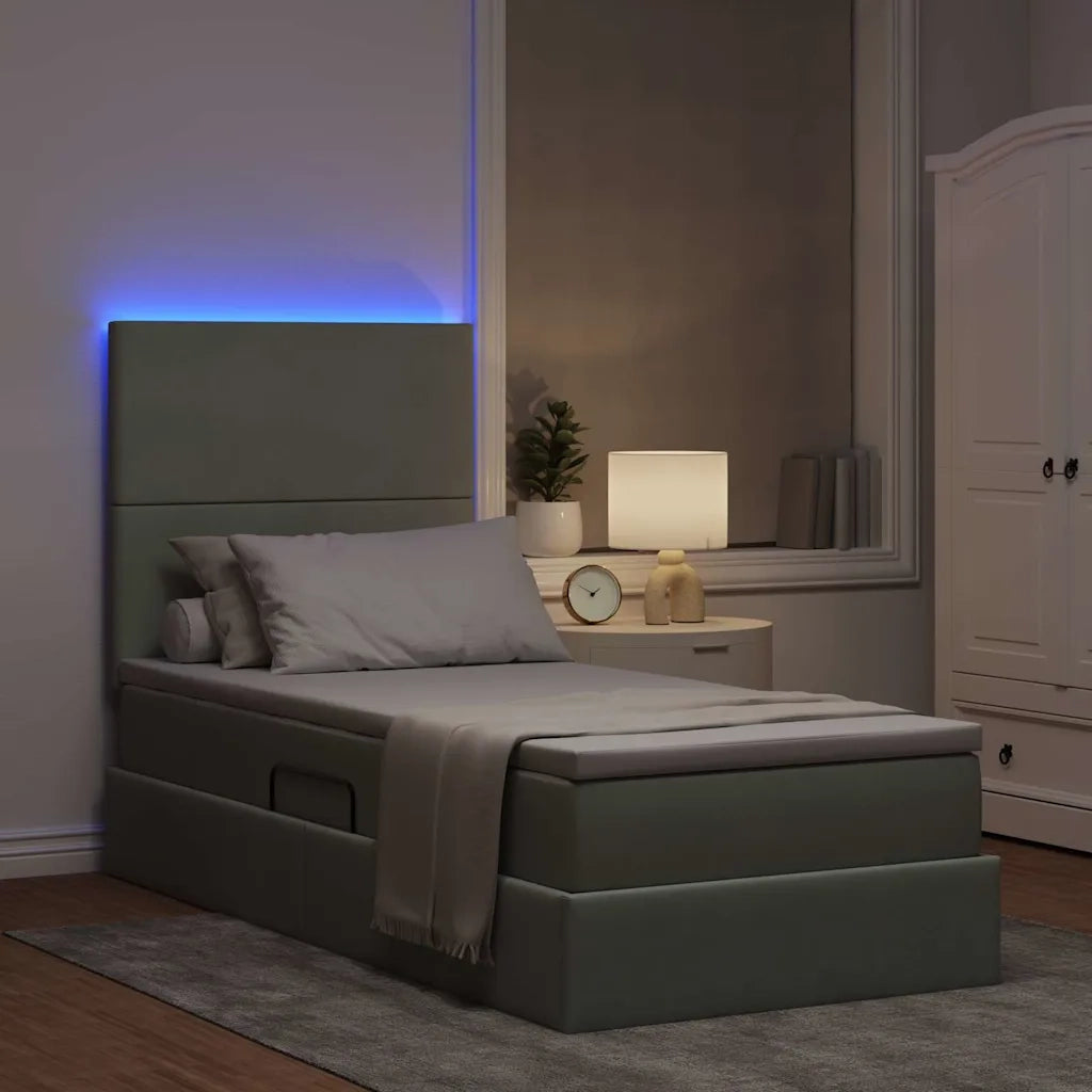 Letto con contenitore e LED Grigio chiaro 100 x 200 cm Velluto 3372585