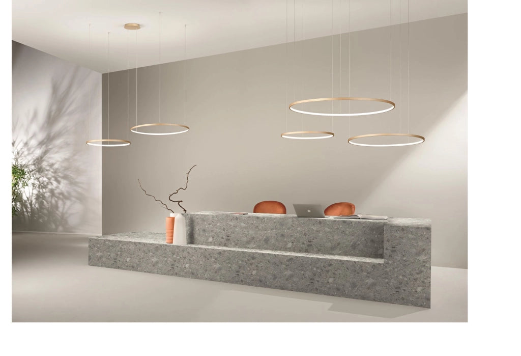 SOSPENSIONE MULTIPLA 2 LED SOEL ORO 3000K MAX 3960LM 66W DIMMERABILE D.60-80CM