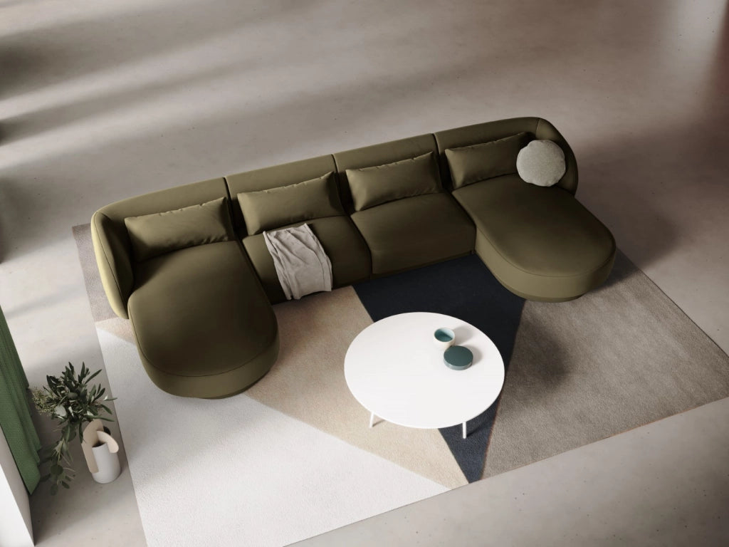 Cosmopolitan Design - Divano panoramico "Tulum" 5 posti in velluto verde 