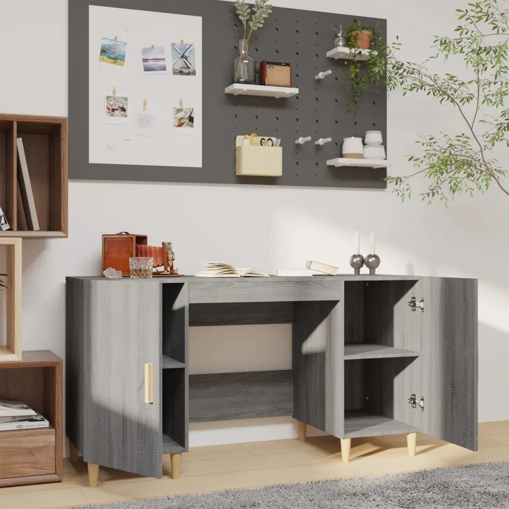 Scrivania | Tavolo da Ufficio Grigio Sonoma 140x50x75 cm in Legno Multistrato