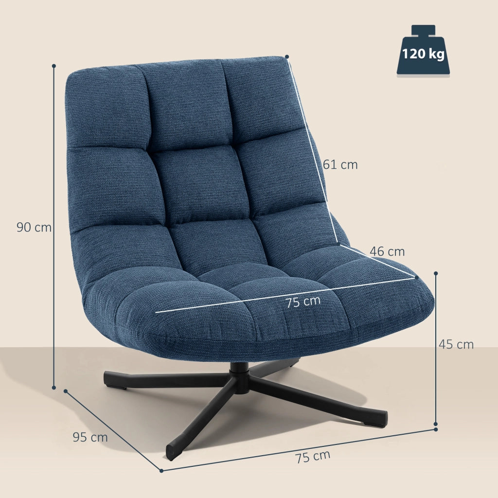 Sedia Girevole Moderna ¨C Minimal ¨C Blu Scuro Tessuto