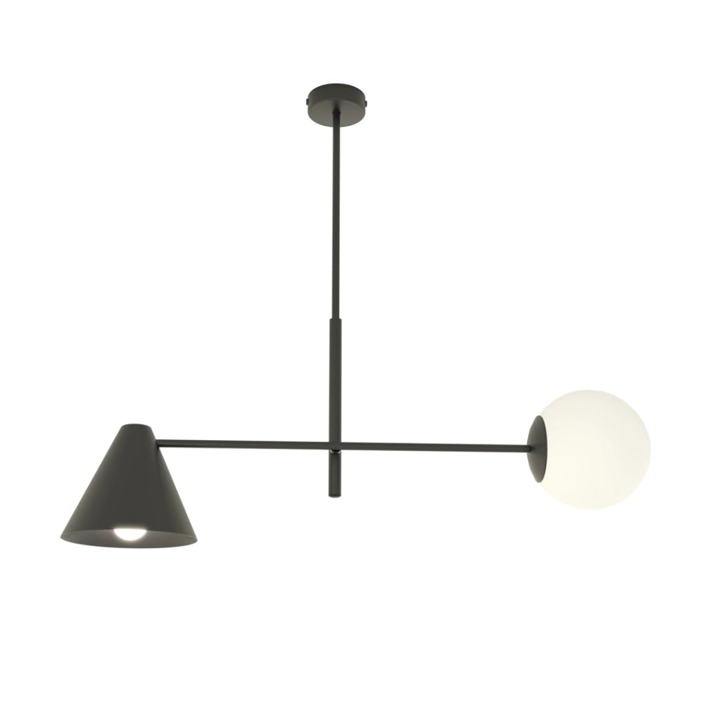 Lampada a sospensione Emibig Hermes nera 2xE14 sfera vetro