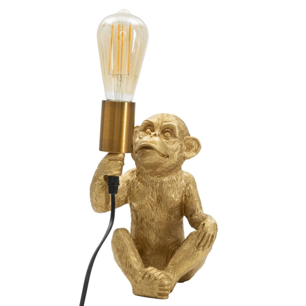 Lampada da tavolo Monkey in resina dorata