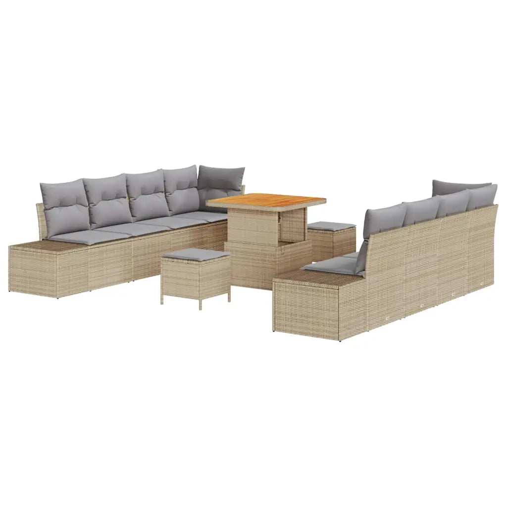 Set Divano da Giardino con cuscino 11 pcs Beige polyrattan 3362757