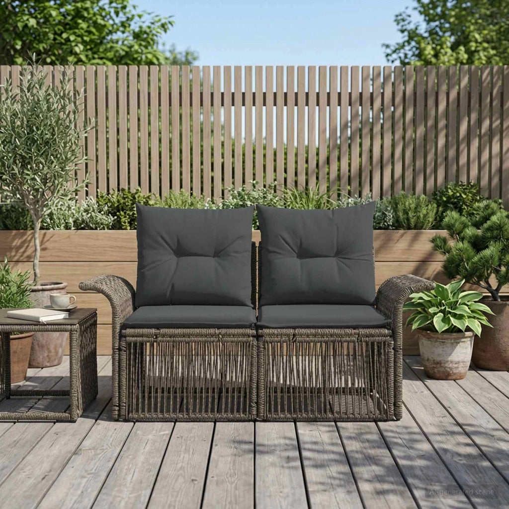 Divano da giardino 2-Numero di posti Grigio polyrattan 42026693