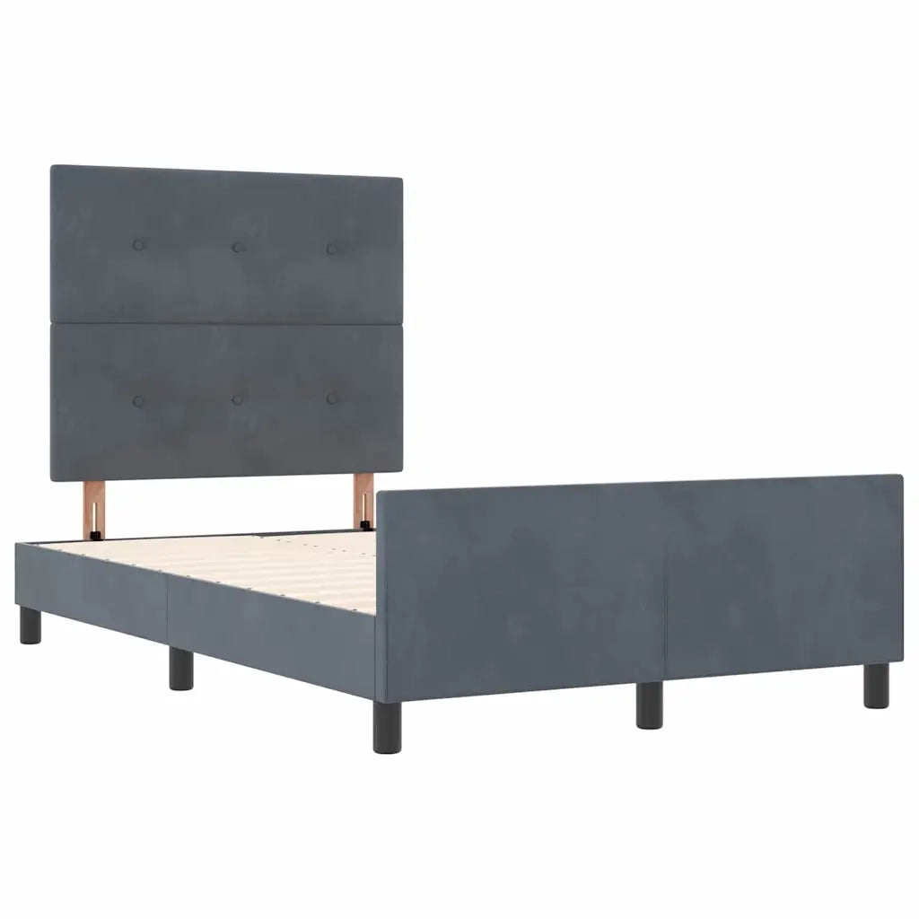 Letto a molle con testiera Grigio scuro 120 x 190 cm Velluto 3344928