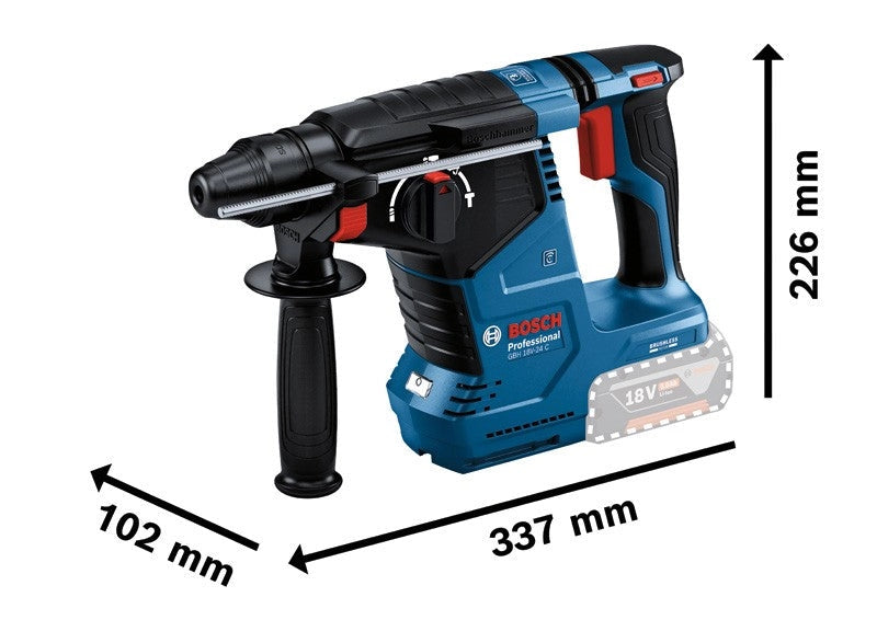 Tassellatore Bosch a batteria GBH 18V-24 C, 3 funzioni, solo corpo macchina