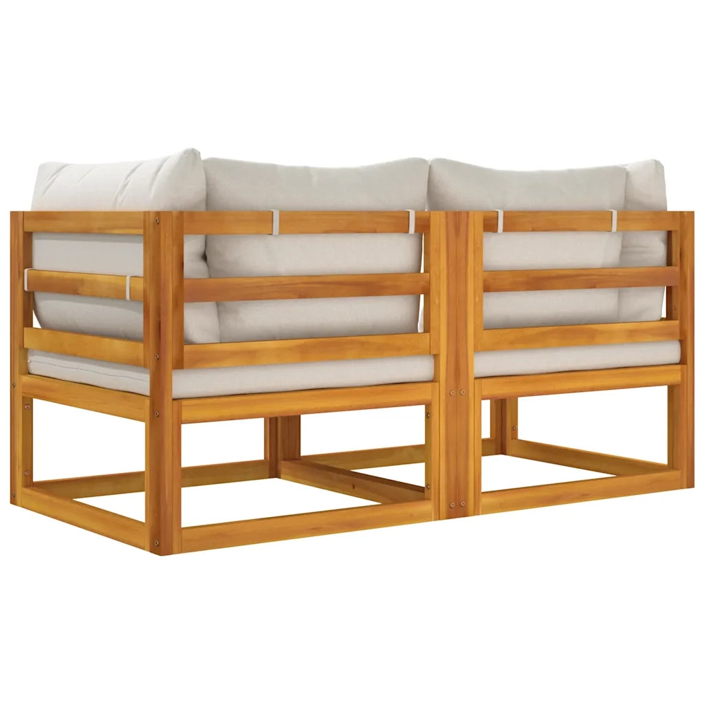 Divano da esterno-Divani Angolo Modulari 2pz Cuscini Grigio Chiaro Legno Acacia