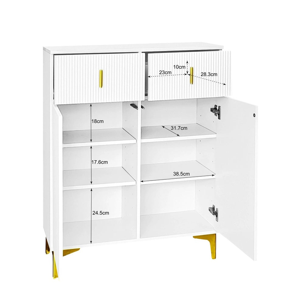 Sideboard Scarpiera con Cassetti e Ripiani Regolabili ¨C MINIMAL ¨C Bianco/Oro