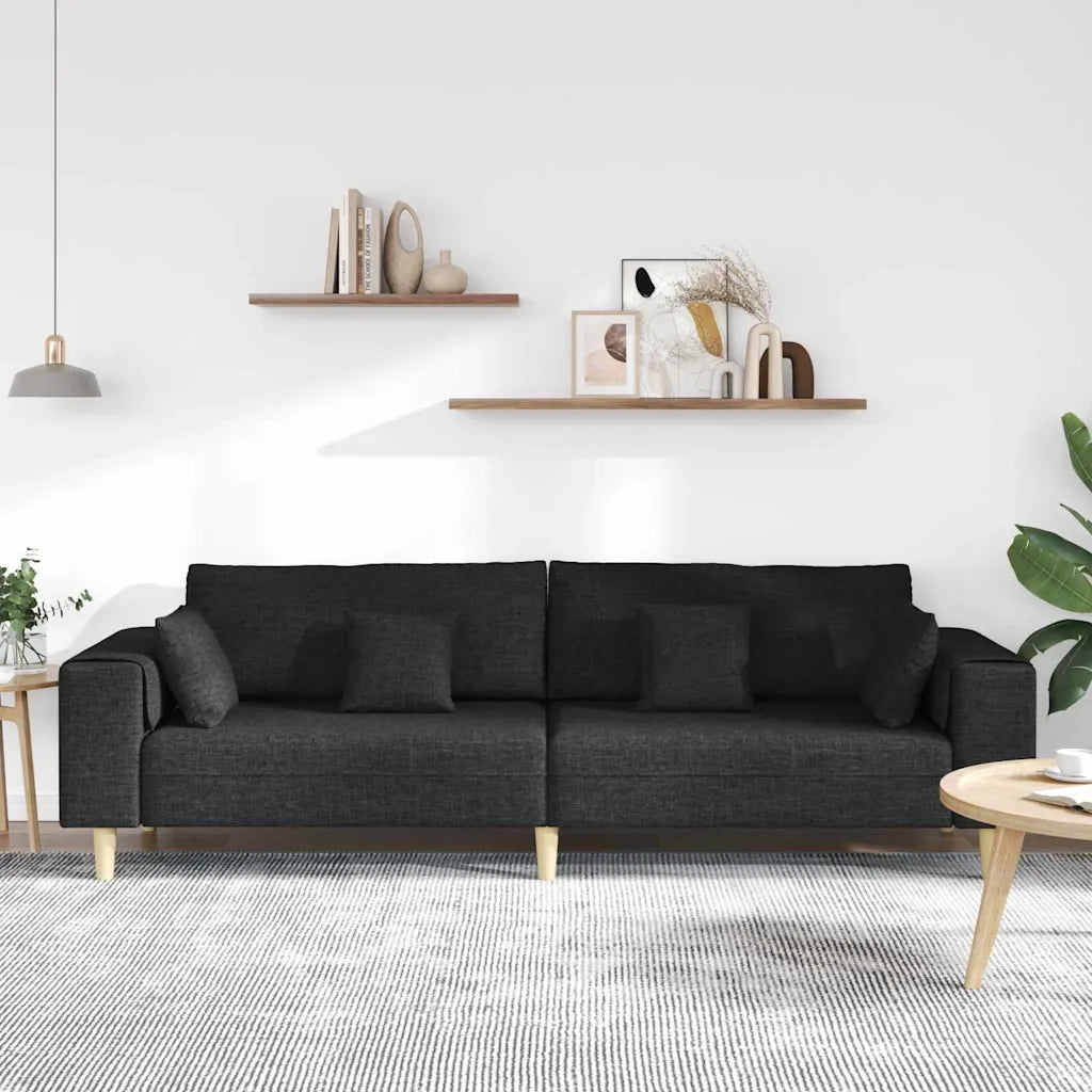 Divano con cuscino Nero 250 x 77 x 76 cm Tessuto 3335145