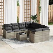 Set Divano da Giardino 9 pcs Grigio chiaro e grigio scuro