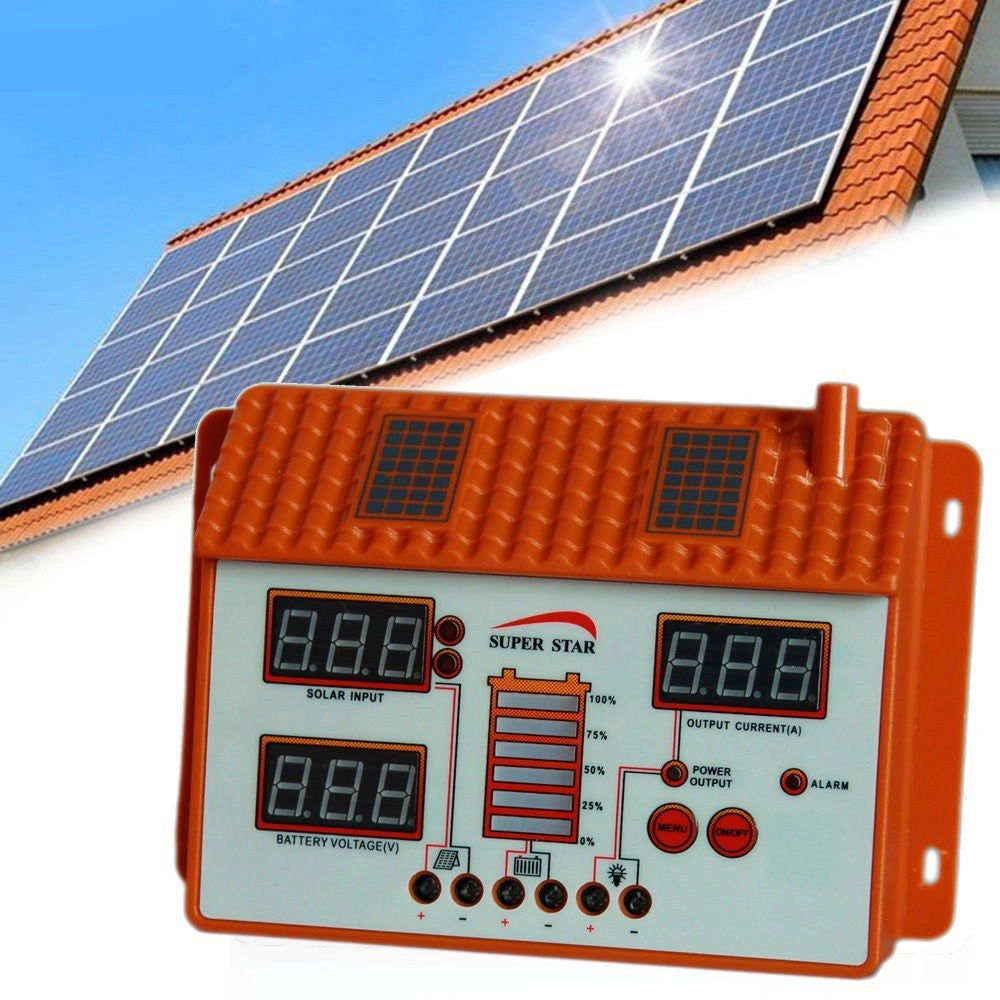 Trade Shop - Regolatore Di Carica Per Pannello Solare 12-24v 50 60a Controller Per Ricarica -
