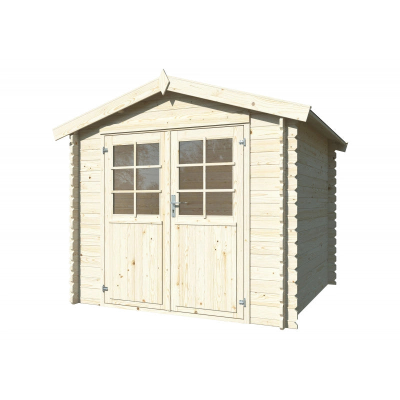 Casetta da giardino in legno 250x250 cm, pareti 28 mm con porta doppia e tetto impermeabilizzato, deposito attrezzi 5,1 m² - Esterni da Vivere
