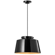 Lampadario Vintage 50&aposS Ferro E Ceramica Smaltato Nero 1 Luce E27 40Cm