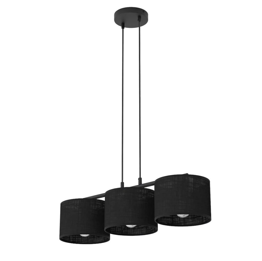 Lampada a sospensione ECO nera 3xE27 cilindrica Emibig