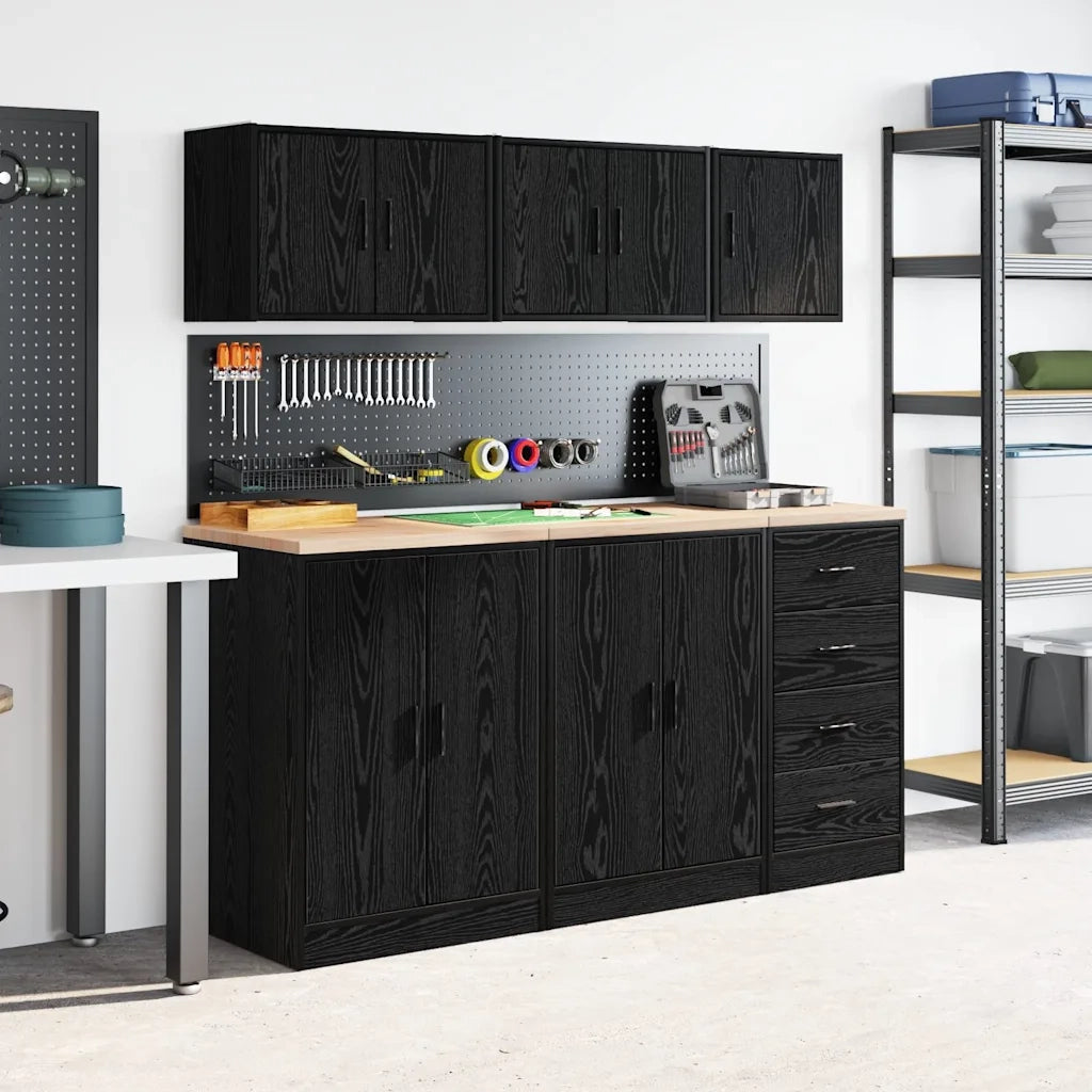 Pensile per Garage Nero in Legno Multistrato 860627