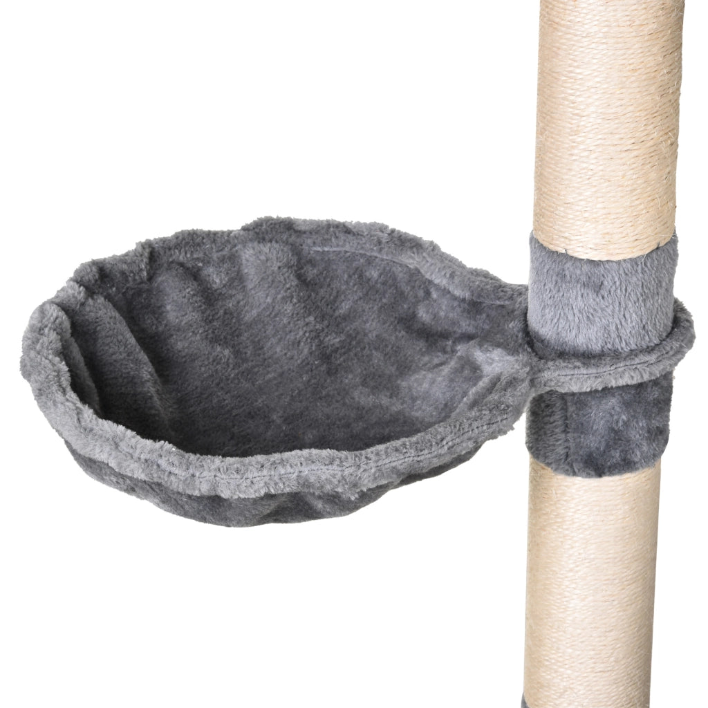 Torre per Gatti con Piattaforme Tunnel e Amaca ¨C Minimal ¨C Grigio 60x40x154 cm