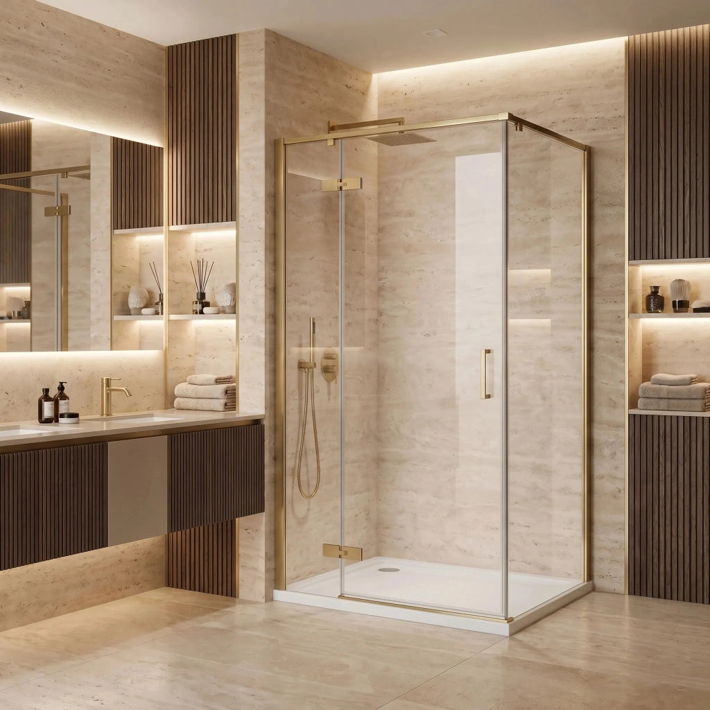 Cabina Doccia Rea Bruno 100x80 Brush Gold