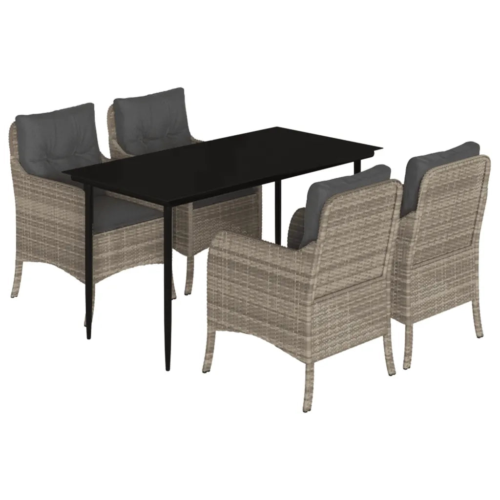 Set Pranzo da Giardino 5pz con Cuscini Grigio Chiaro Polyrattan 3211992
