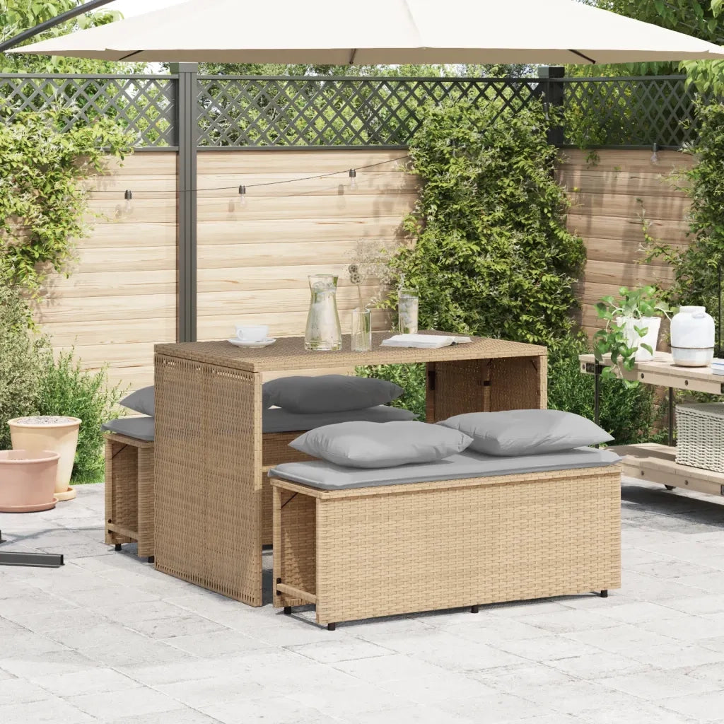 Set da Pranzo da Giardino 3 pz con Cuscini Beige in Polyrattan 4003905