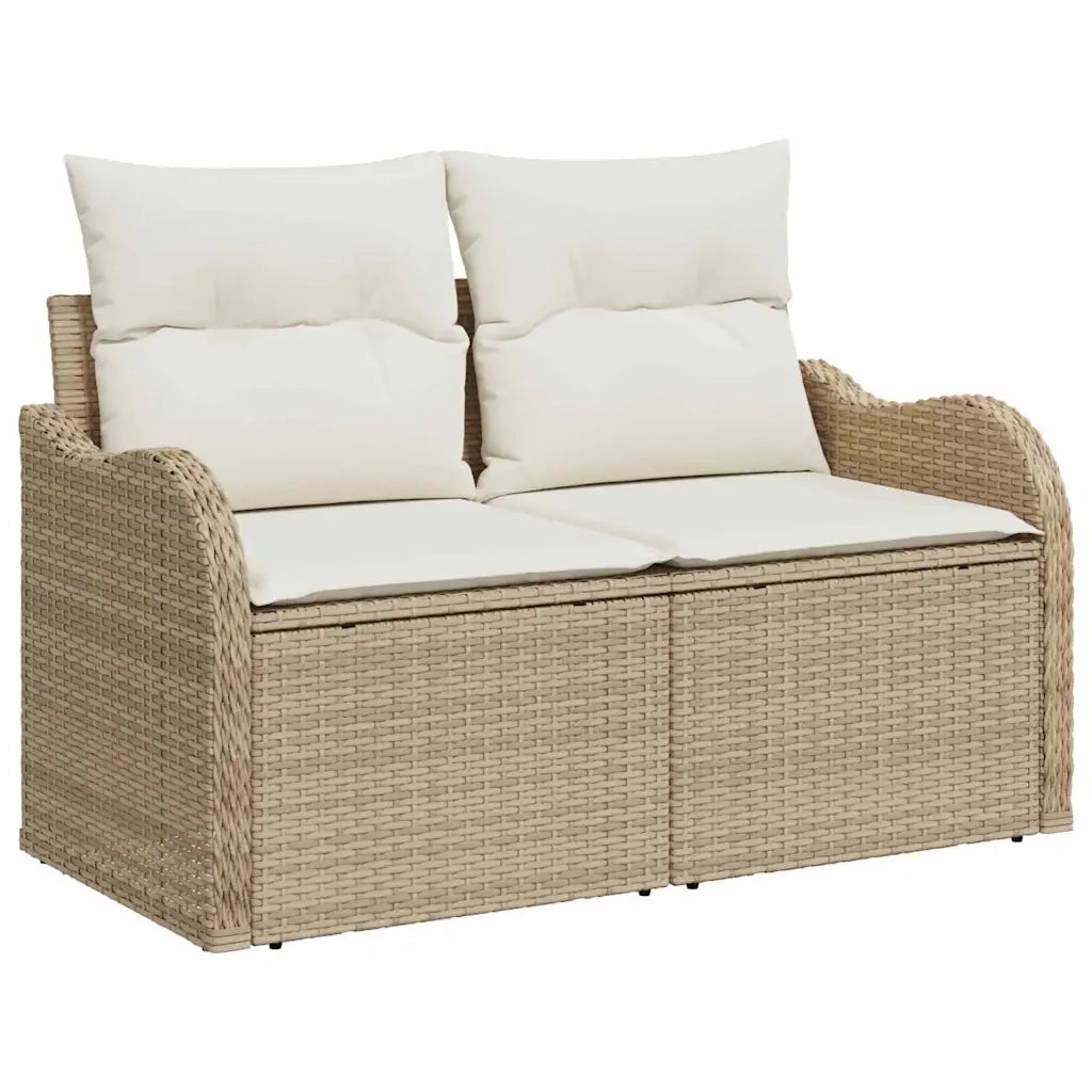 Set Divano da Giardino con cuscino 9 pcs Beige Poly Rattan