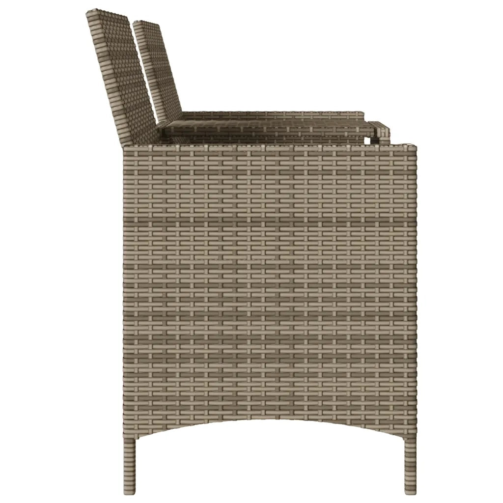 Divano Giardino 2 Posti con Tavolo e Cuscini-Sofa da Giardino-Divanetto da esterno Grigio Polyrattan