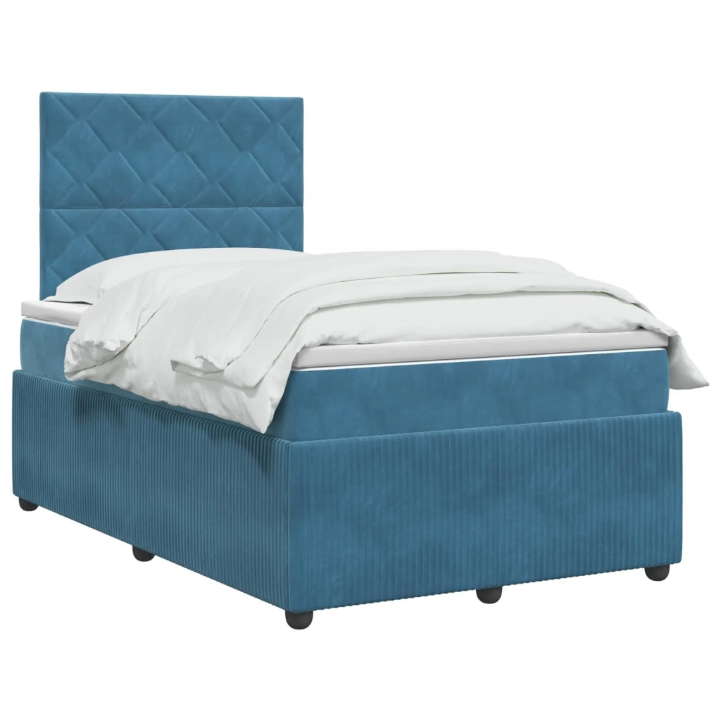 Letto Box Spring LED con Materasso Blu 120 x 190 cm Velluto 3456039